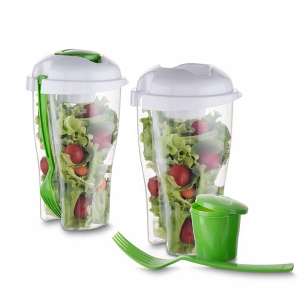 Copo para Salada com Garfo e Suporte para Molho 850ml
