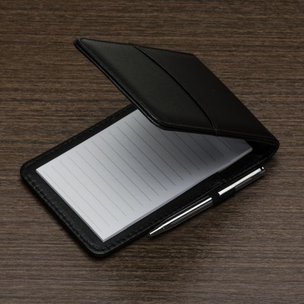 Kit - Calculadora + Bloco de Anotações + Caneta com Capa de Couro Sintético