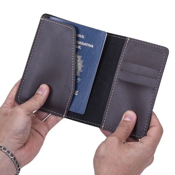 Porta Passaporte em Couro Sintético - Brinde para Empresas