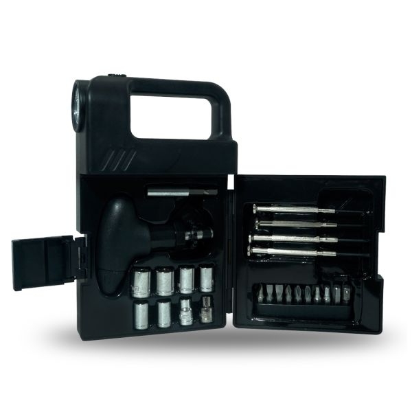 Kit Maleta de Ferramenta 24 Peças com Lanterna - Brinde
