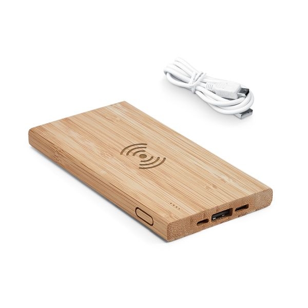 Bateria Portátil / Power Bank de Bambu - Brinde Corporativo