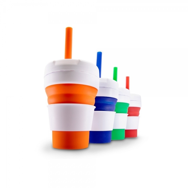 Copo Retrátil 355ml de Silicone com Canudo - Novembro Azul